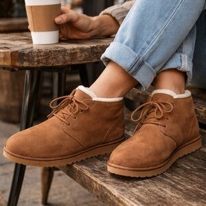 UGG Neumel Chestnut Suede Chukka Boots Shearling Lined Men’s 10 Women’s 11